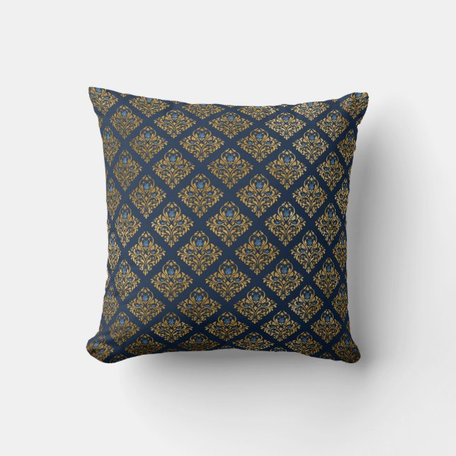 navy And gold pattern cushion (Front)