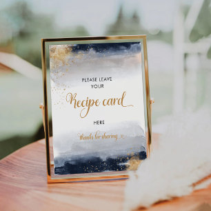 Navy and Gold Recipe Card Sign