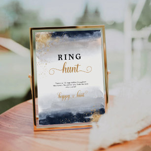 Navy and Gold Ring Hunt Sign