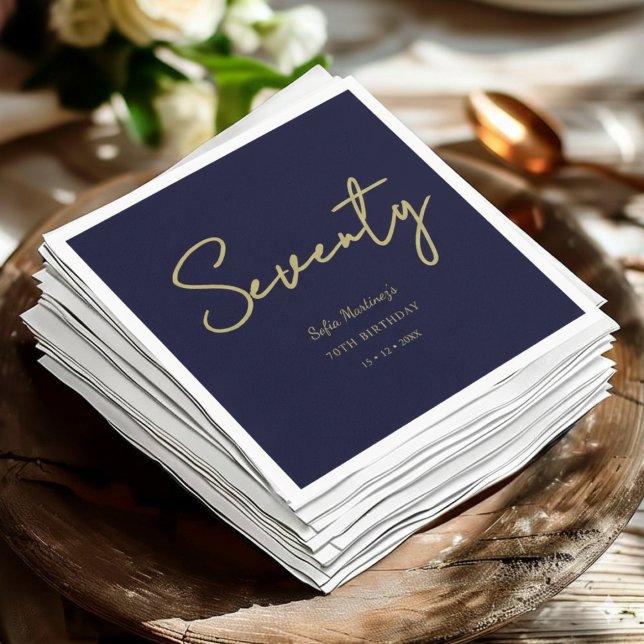 Navy and Gold Seventy Birthday Party Napkins  (Creator Uploaded)