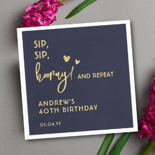 Navy and Gold Simple Funny Custom Adult Birthday   Napkin