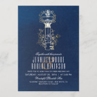 Navy and Gold Skeleton Key Vintage Wedding