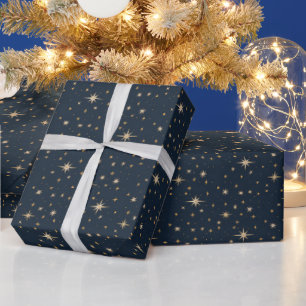Navy and Gold Star Wrapping Paper