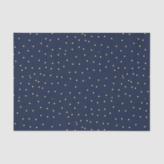 Navy And Gold Stars Tissue Paper (Front)