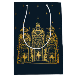 Navy and Gold Three Wise Men Medium Gift Bag