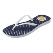 Navy and Gold Tiny Dots Monogram Jandals (Angled)