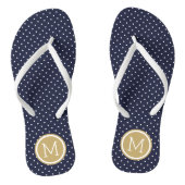 Navy and Gold Tiny Dots Monogram Jandals (Footbed)
