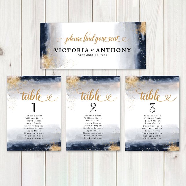 Navy and Gold Wedding Ceremony Head Table Sign (Creator Uploaded)