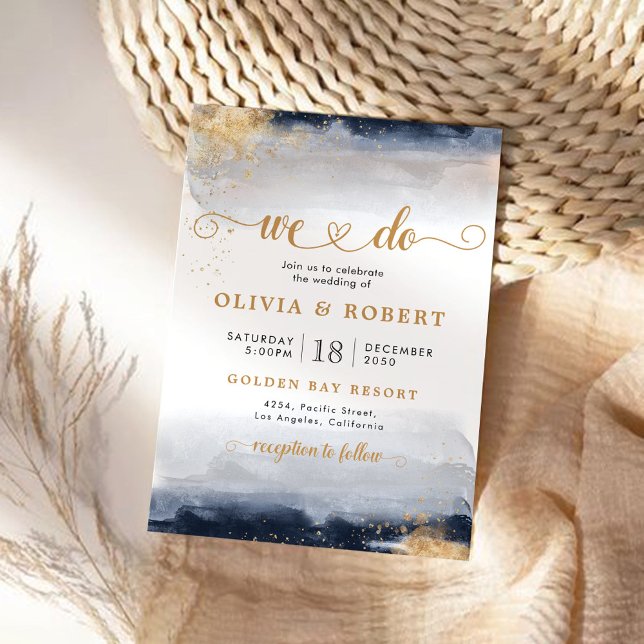 Navy and Gold Wedding Ceremony Invitation (Creator Uploaded)