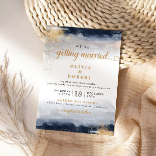 Navy and Gold Wedding Ceremony Invitation
