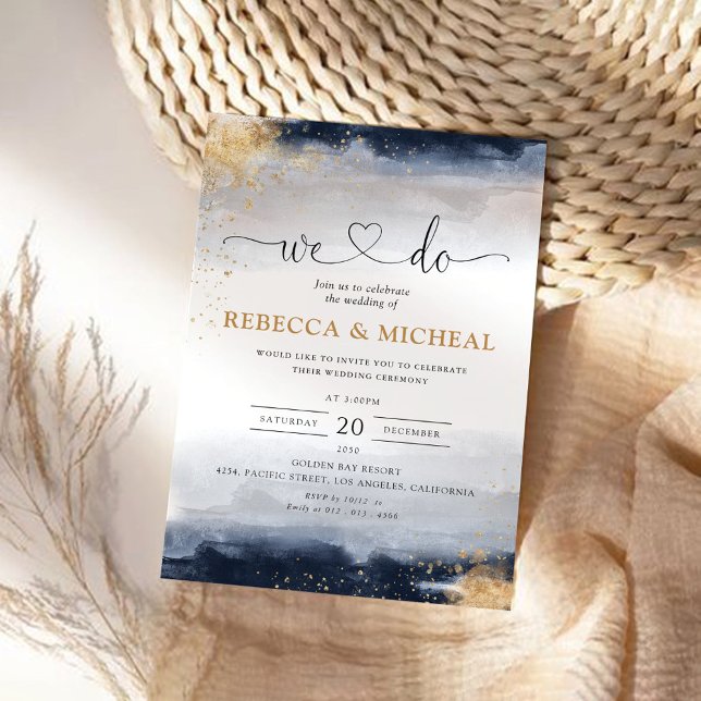 Navy and Gold Wedding Ceremony Invitation (Creator Uploaded)