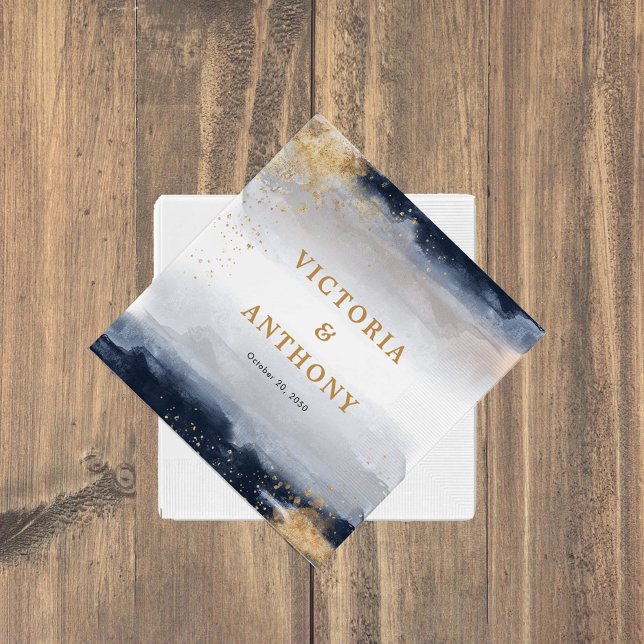 Navy and Gold Wedding Ceremony Napkin (Creator Uploaded)
