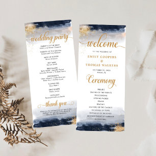 Navy and Gold Wedding Ceremony Program Programme