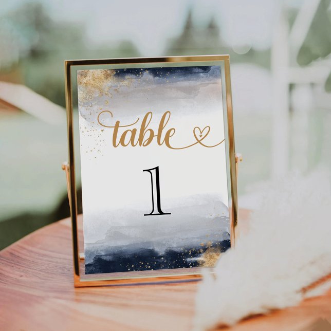 Navy and Gold Wedding Ceremony Table Number (Creator Uploaded)