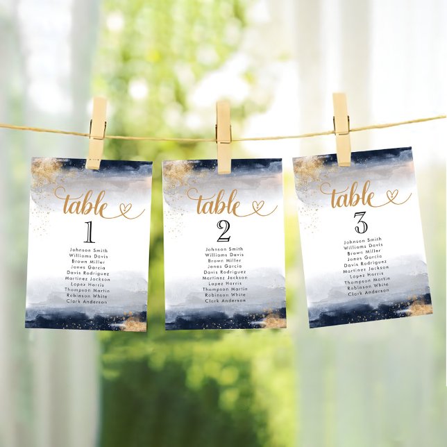Navy and Gold Wedding Ceremony Table Seating Chart (Creator Uploaded)
