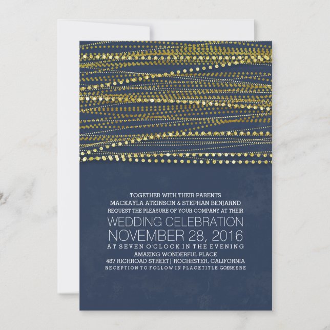 Navy and Gold Wedding Invitations (Front)