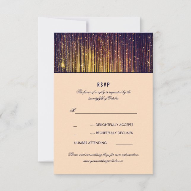 Navy and Gold Wedding String Lights RSVP (Front)
