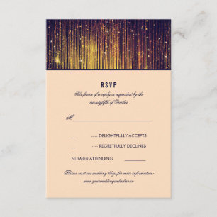 Navy and Gold Wedding String Lights RSVP Card