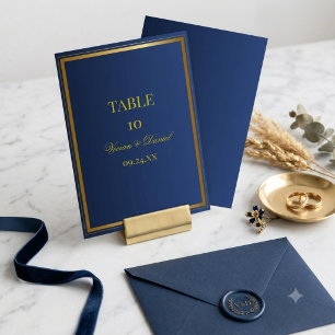 Navy and Gold Wedding Table Number Card