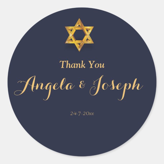 Navy and Golden Star of David sticker (Front)