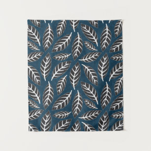 Navy and gray abstract foliage tapestry