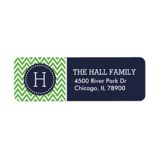 Navy and Green Chevron Monogram