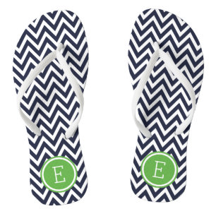 Navy and Green Chevron Monogram Jandals