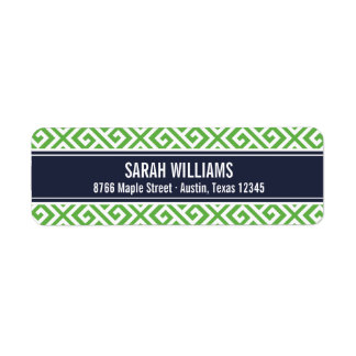 Navy and Green Greek Key