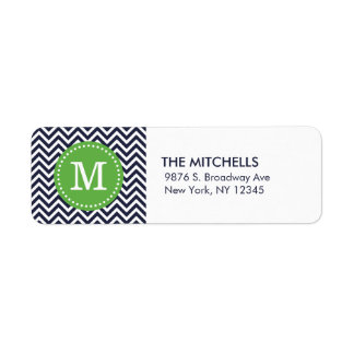 Navy and Green Modern Chevron Monogram