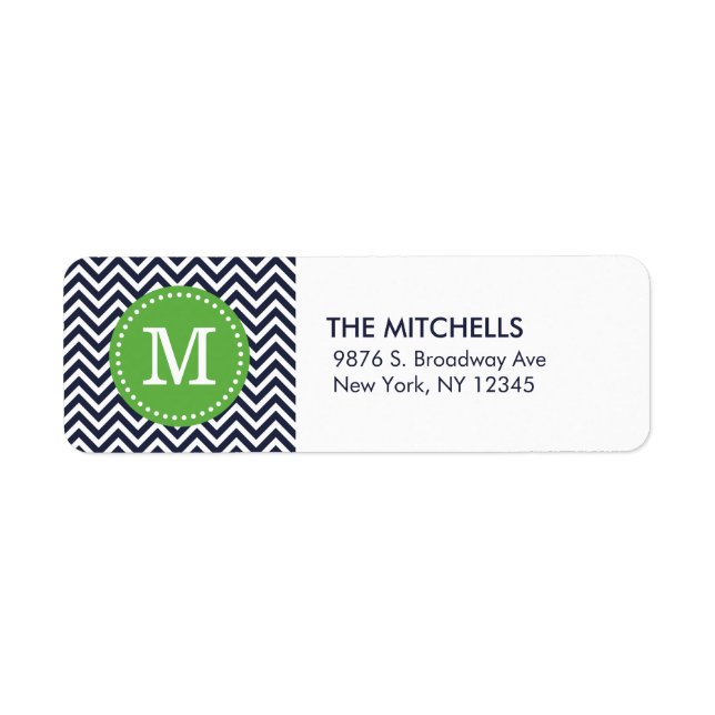 Navy and Green Modern Chevron Monogram (Front)