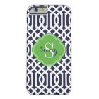Navy and Green Modern Trellis Monogram