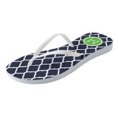 Navy and Green Moroccan Quatrefoil Monogram Jandals (Angled)
