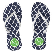 Navy and Green Moroccan Quatrefoil Monogram Jandals (Footbed)
