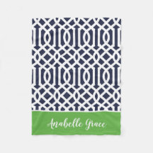 Navy and Green Trellis Monogram | Editable Colours