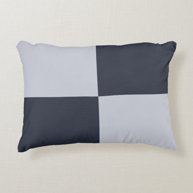 Navy and Grey Rectangles Decorative Cushion (Front)