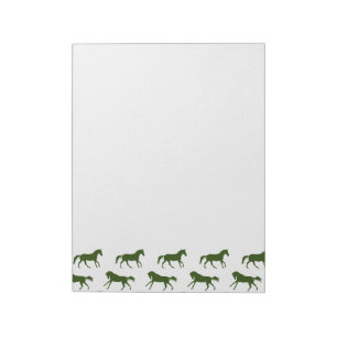 Navy and Hunter Galloping Horses Pattern Notepad