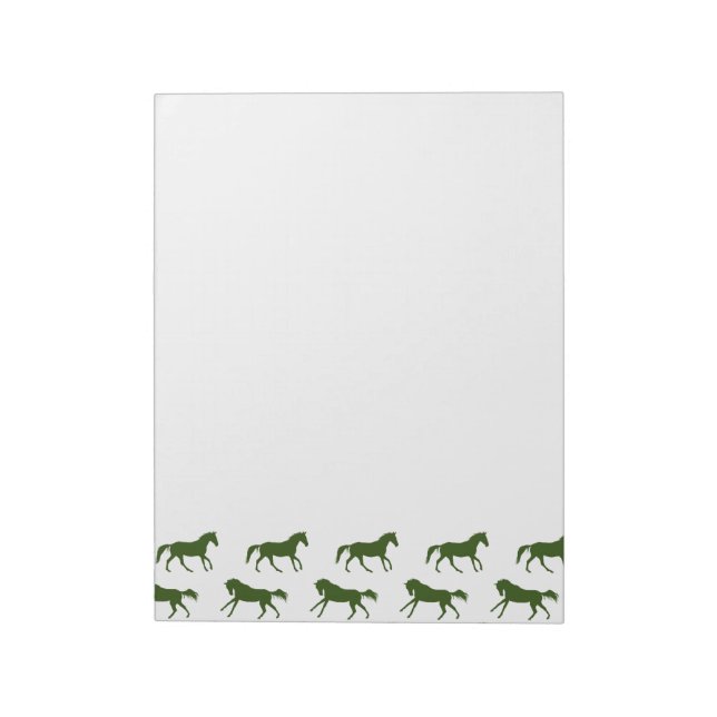Navy and Hunter Galloping Horses Pattern Notepad (Rotated)