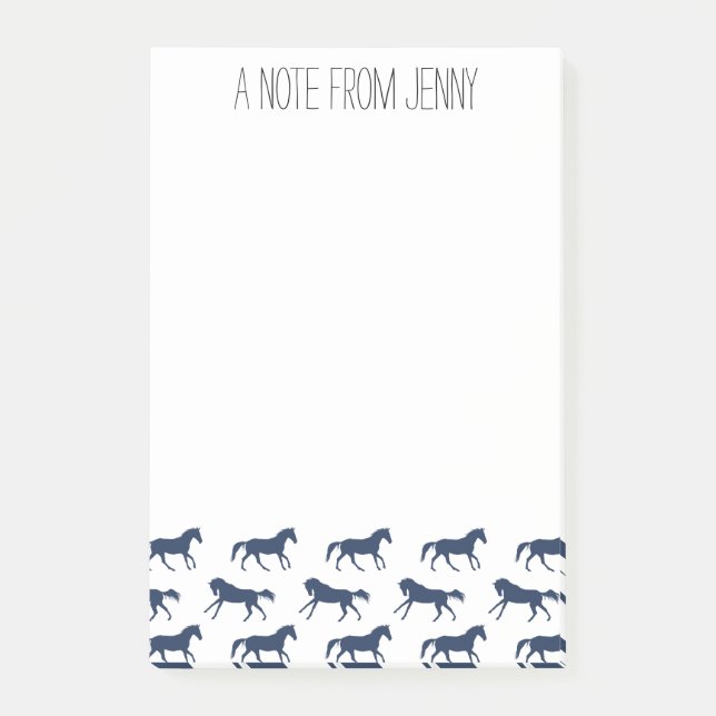 Navy and Hunter Galloping Horses Pattern Post-it Notes (Front)