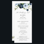 navy and light blue floral wedding program programme<br><div class="desc">A bohemian theme with watercolor navy and light blue flowers. You can personalise the text and colours on this wedding program.</div>