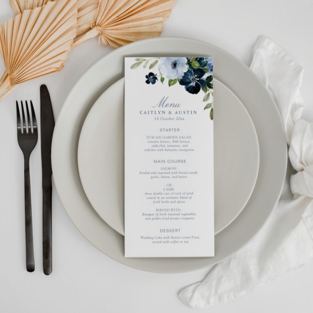 Navy and light blue wedding menu (Creator Uploaded)