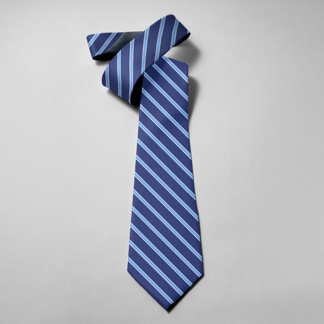 Navy And Light Bule Stripes Luxury Groomsmen Tie (Creator Uploaded)