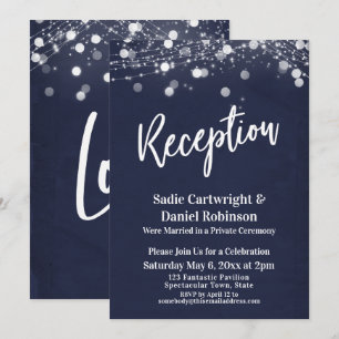 Navy and Lights Textured Wedding Reception-Only Invitation