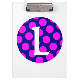 Navy and Magenta Polka Dot Monogram Clipboard