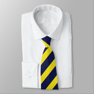 Navy and Maize Diagonally-Striped Tie