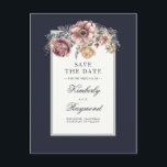 Navy and Mauve Floral Vintage Save the Date Announcement Postcard<br><div class="desc">Watercolor navy blue and mauve flowers elegant vintage save the date postcards</div>