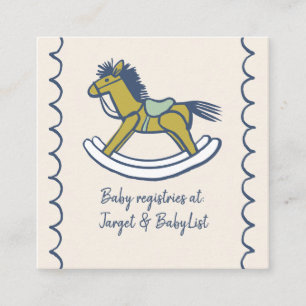 Navy and Mint Doodle Rocking Horse Baby Registry  Enclosure Card