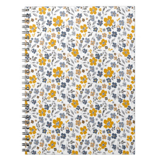 Navy and Mustard Yellow Ditsy Floral Notebook