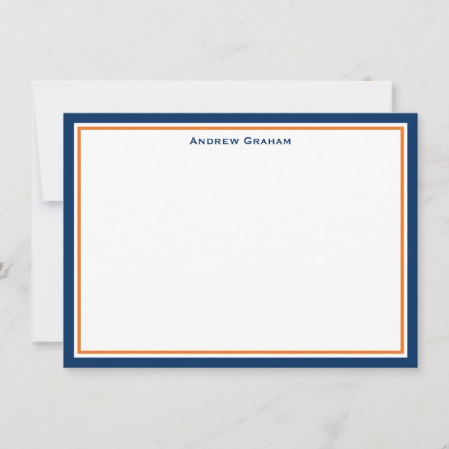 Navy and Orange Border Note Card (Front)
