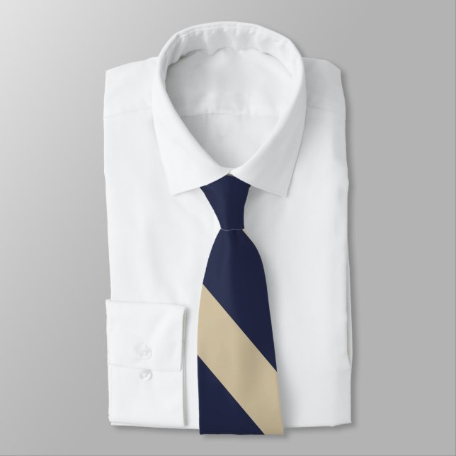 Navy and Pale Gold University Tie (Tied)