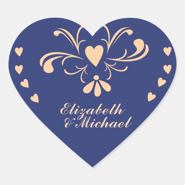 Navy and Peach Heart Sticker (Front)